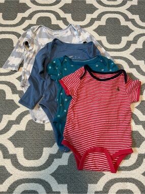 Assorted Long and Short-Sleeve Baby One-Pieces - set of 4